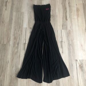 Punkyfish Black Strapless Wide Leg Jumpsuit